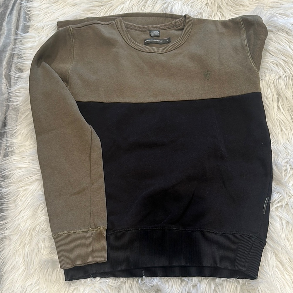 French Connection Green and Black Crewneck Sweater